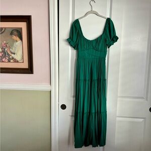 Green Tiered Maxi Dress by Trixxi